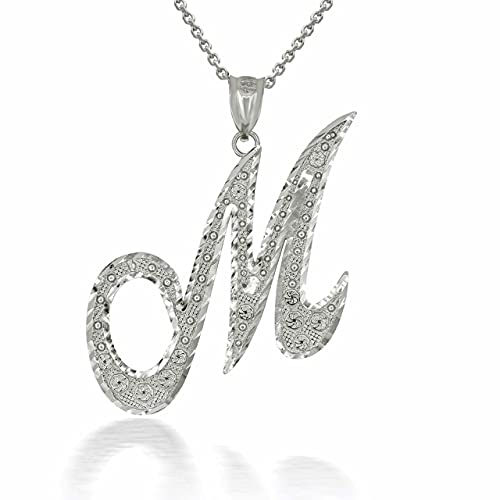 Claddagh Gold Personalized 925 Sterling Silver Script Initial Letters A-Z Pendant Necklace