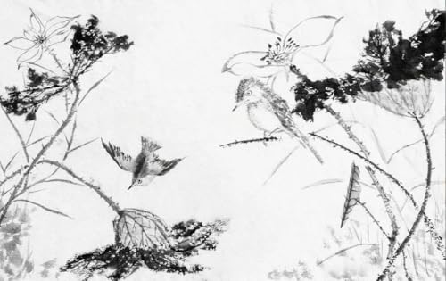 Papier peint panoramique fleurs poésie végétale monochrome