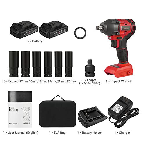 chave de impacto,Chave de impacto sem escova sem fio de 20 V com mandril de 1/2 pol. Velocidade vari