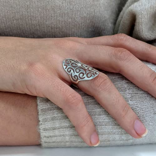 Bague longue ovale en argent 925 réglable et confortable