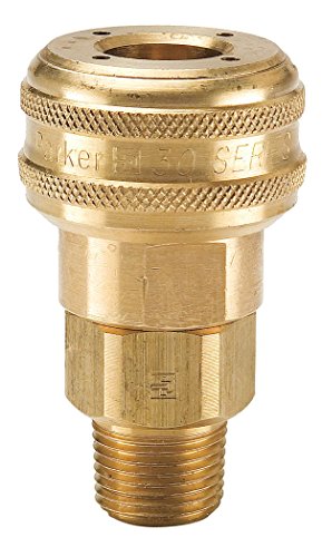Parker Hannifin B32 Series 30 Brass Pneumatic Quick Coupler, Male Pipe Thread, 1/4 Inch Size, 1/4-18 NPTF Port