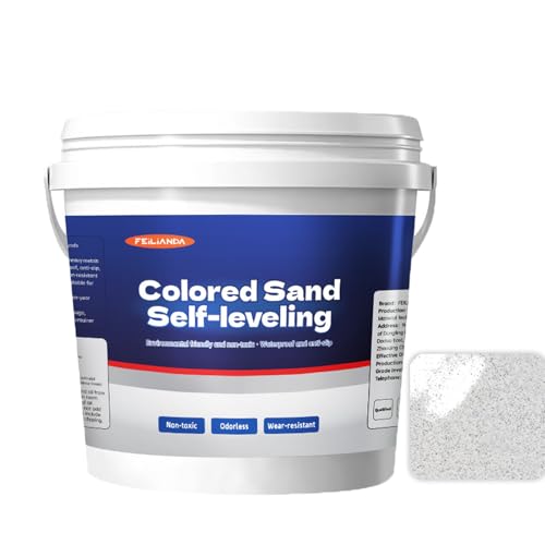 High-Gloss Marble Effect Epoxy Floor Coating, Upgrade Epoxy Coloured Sand Floor Paint, for Garage, Basement, Condo, And Plywood Floors as Well (White,0.7 Liter)