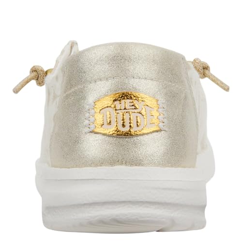 Image of HEYDUDE Women's Wendy Metallic Sparkle Slip On Shoes | Stylish Fashion Loafers for Women | Lightweight & Comfortable