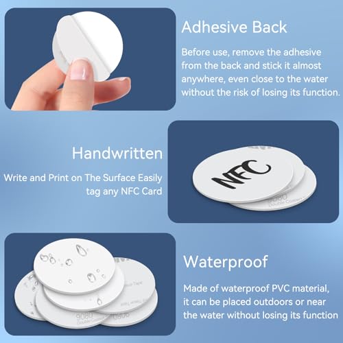 Image of 10 pcs NFC Tags Ntag 215 NFC Stickers, White NFC 215 Tag Rewritable NFC Coins Cards Round with Adhesive Back Compatible with Android and NFC Enabled Mobile Phones