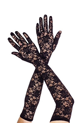 Extra Long Lace Gloves, Black