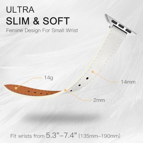 Image of JR.DM Slim Leather Bands Compatible with Apple Watch Band 38mm-49mm | Genuine Leather Thin Band Feminine Design Strap for Iwatch Ultra SE Series 11 10 9 8 7 6 5 4 3 2 1