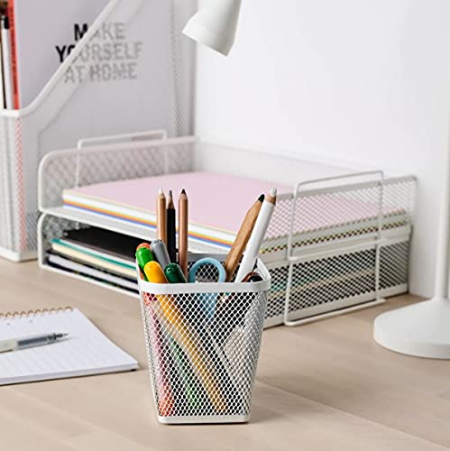 Image of IKEAA 10 x 10 x 11 cm Pencil or Pen Cup Holder (White, Pack of 2)