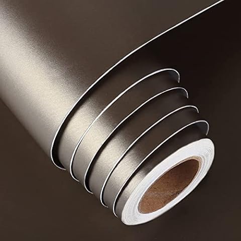 FunStick Self Adhesive Wallpaper Dark Brown Peel and Stick Sticky Back Plastic Modern Waterproof Contact Paper Removable Vinyl Film for Cabinet Dresser Table Drawer DIY Furniture Stickers 40CM x 2M Cover