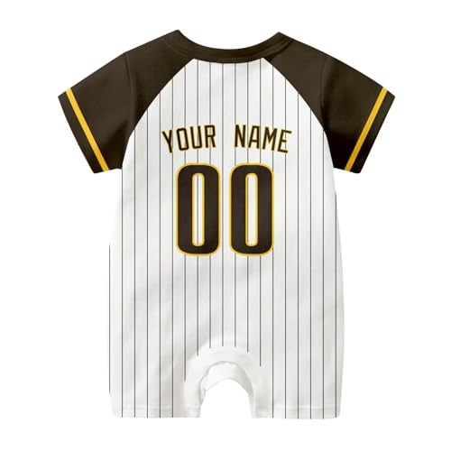 Image of KREDE Baby Clothes Unisex Bodysuit White Custom Name Number for Baby Boys