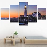 SIGNWIN 5 Panel Canvas Wall Art Modern Art Country Dramatic Global Landscape Multicolor Photography for Home Decorations Ready to Hang - 60