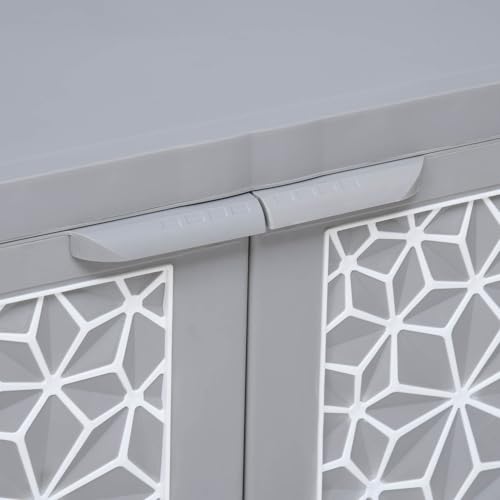 Image of Nilkamal Freedom Star Small (FMSSTAR) 2 Shelves Plastic Bookshelf with 3-Year Warranty| Multipurpose Storage Cabinet & Book Rack for Home | Durable, Easy-Clean |Book Organiser |Haze Grey & Milky White