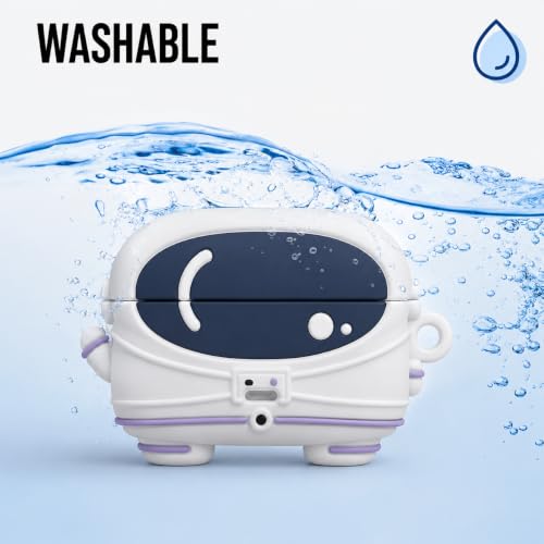 Image of Aniex Silicone Case Cover for realme Buds T500 Pro, Shockproof, Anti-Slip, Dustproof, Scratch Resistant, with Carabiner Hook, Full Body Protection (Circle Astronaut)