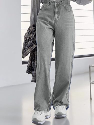 Image of Noble Monk Women Denim Wide Leg Premium Charcoal Jeans for Women |Baggy Fit Jeans for Women |Bell Bottom Jeans for Women