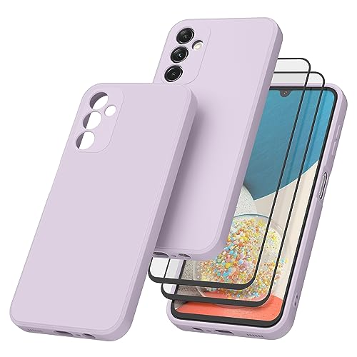 Vancle Case for Samsung Galaxy A14 5G/4G Phone Case and 2-Pack Tempered Glass Screen Protector, Shockproof Bumper Silicone Case with Microfiber Lining for Samsung Galaxy A14 5G/Samsung Galaxy A14 4G