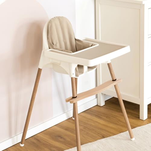 LIMMALAND Zubehörset passend für IKEA Antilop Hochstuhl - Komplettpaket für einen indivduellen Hochstuhl - Set aus Tischmatte Fußstütze Sitzkissen und Aufkleber für Stuhlbeine (Beige)