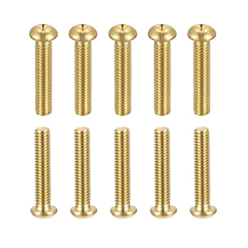 DTGN M4x20mm(DXL) Brass Phillips Machine Screws - 20Pack - Good for Machinery Industry - Pan Head Fastening Screw - Brass Tone