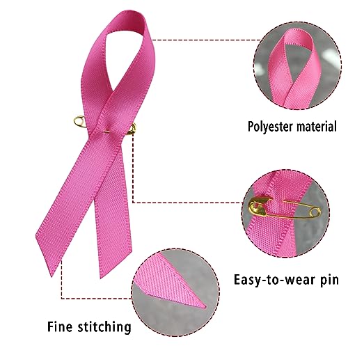 Image of 30Pcs Pink Ribbon Pins Breast Cancer Awareness Safety Pin Breast Cancer Pins Brooch for Women Girls Charity Fundraising Event Party Favors Supplies