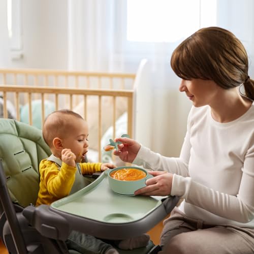 Image of Eascrozn 6 Pack Baby Spoons and Forks Set, Silicone First Stage Self Feeding Infant Toddler Utensils, BPA Free, Baby Led Weaning Feeding Supplies for Baby Essentials