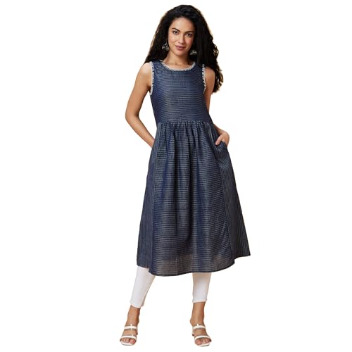 Image of Globus Women's Cotton Woven Design Regular Kurta