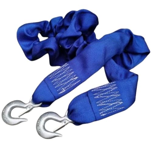 RoastMe15t 車牽引ロープ 伸縮式 緊急用 万能 フック付 15トン 長さ(約)5mトラブルから抜け出すための弾性車 超強力、オフ高馬力(プロモーション用6トン5メートルダブルフック??モデル)