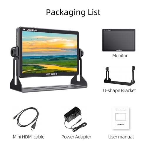 Image of FEELWORLD LUT11S 10.1 inch 2000nits 1920x1200 Resolution Ultra-Bright Touch Screen Camera Field Monitor 3G-SDI & 4K HDMI Input /Output Large Screen On-Camera Monitor for Directors /Photographers