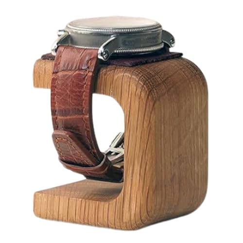 Elegante exhibición de reloj - soporte de madera maciza con cojín de | Puerta de reloj individual para hombres mujeres, torre hecha a mano para exhibición de reloj de pulsera, organizador para