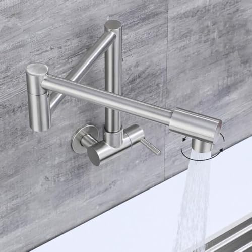 Robinet de Cuisine Mural à Eau Froide en Acier Inoxydable 2 Modes