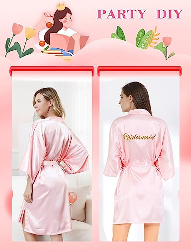 Bride Bridesmaid Robes Set of 6 Short Silky Satin Robes Bulk Women Kimono for Wedding Bridal Birthday Spa Party4