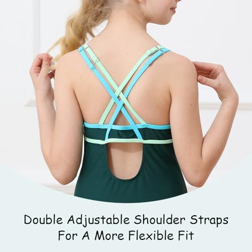 Image of Belovance Girls Swimsuit One Piece Swimwear Adjustable Straps Back Cutout Athletic Sport Kids Tween Bathing Suit 5-14 Years