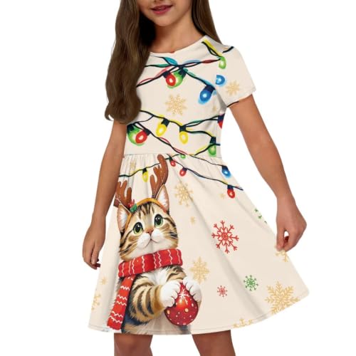Image of Short Sleeve Dress for Girls with Pockets Cute Toddler Girl Clothes Summer 2-12
