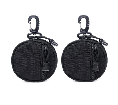 Image of Mini Coin Purse Keychain Cute Zipper Pocket Pouch for Women, Girls & Kids Lightweight, Portable Organizer Bag for Coins, Cash, Earbuds Fits in Pockets (Black, Pack of 2)