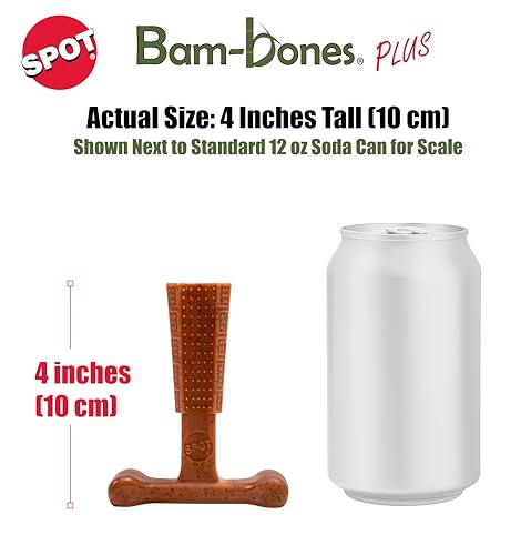 SPOT - Bambone Plus – Easy Grip Durable Dog Chew Toy for Aggressive Chewers – Great Dog Chew Toy for Puppies and Dogs - Beef - Small