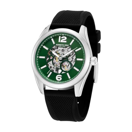 Image of Kenneth Cole Automatic Green Round Dial Men's Watch | Silicon Strap Material | Watches for Men Analog - KCWGZ0104002MNW