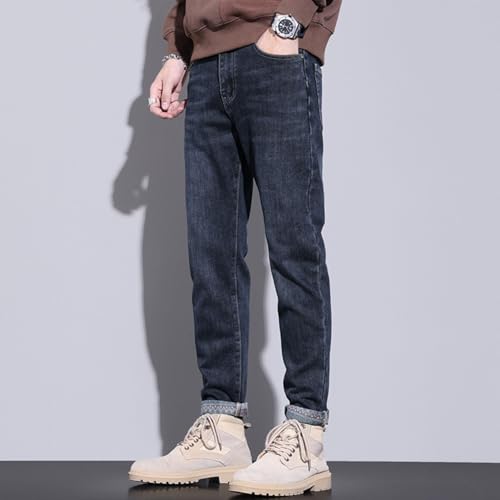 Jeans Pants Trouser Denim Spring and Autumn Slim Fit Men's Stretch Printed Bottom Small Leg Korean Version2