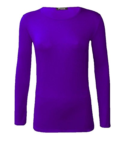 T-shirt uni à manches longues col rond violet Lush Clothing