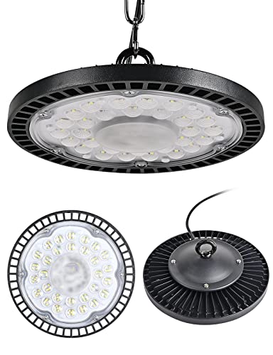 treoir 100W UFO LED Lámpara de Alta Bahía, 10000LM Campana Led Industrial, IP65 Impermeable UFO LED Taller Lámpara 6000-6500K Iluminacion Led Industrial para Garaje,Taller,Fábrica(100W,1pcs)