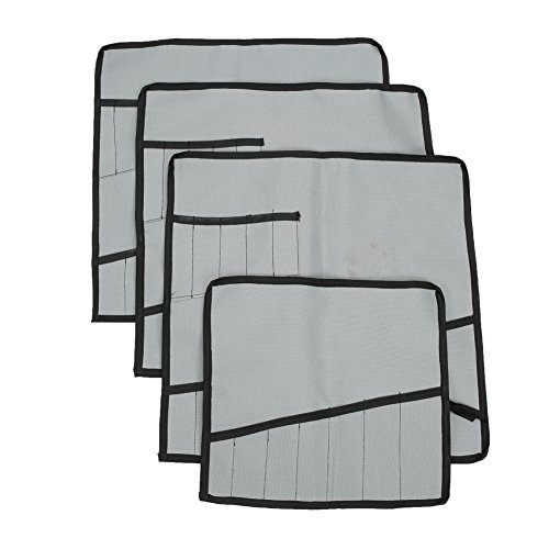 Heavy Duty Oxford Tool Roll Pouch Wrench Holder Organizer Bag With 12 Pockets Set Of 4(HGJ73) (Grey)