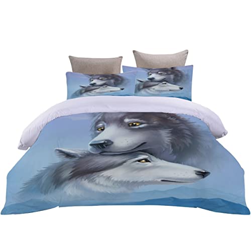 Loup housse de couette 240x260 parure de lit 2 personnes imprimée en 3D - 5