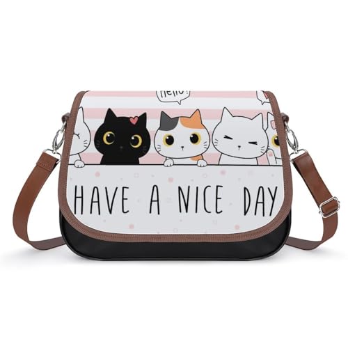 Sac à main pour femmes chats avec revêtement étanche et finitions en cuir