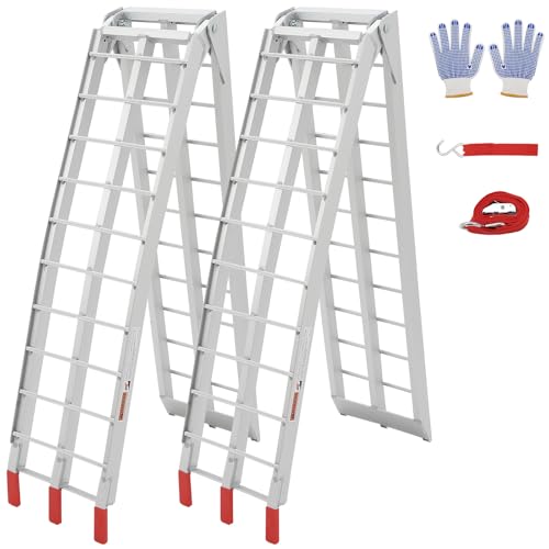 Garvee Rampes de Chargement Pliables Aluminium – 1500 lbs, Lot de 2, légères et Portables, idéales pour Pick-up, Moto, ATV, UTV, Tondeuse, Tracteur –...