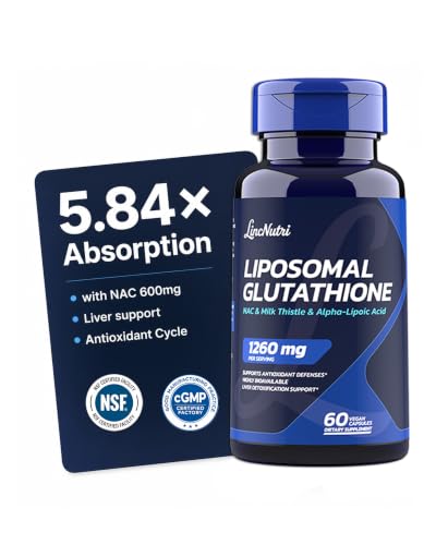 Image of Liposomal Glutathione 500 mg with NAC 600 mg, 5.84x Absorption, Milk Thistle, Selenium & ALA, Supports Glutathione Production, Antioxidant Cycle, Liver Detox, Skin & Energy, 60 Caps