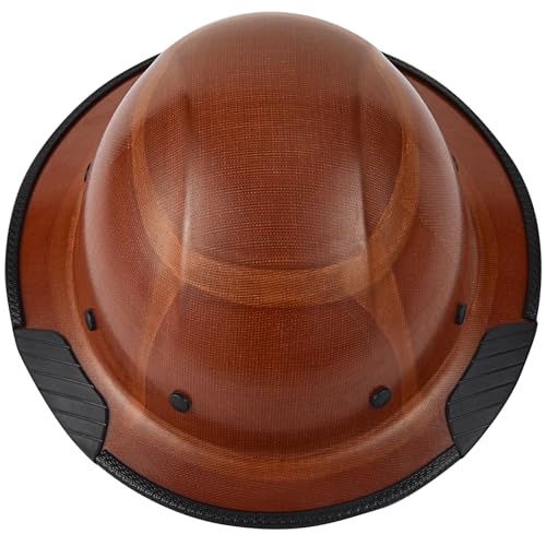 Aolamegs Fiberglass Full Brim Hard Hat - OSHA Approved Construction Safety Helmet Hard Hat with Chin Strap, ANSI Z89.1 Type 1 Class G Brown Fiber Hard Hats with Brim Guard for Men, 8 Point Suspension