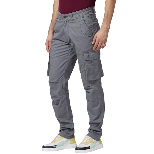 Image of Spykar Mid Rise Regular Fit Trousers for Men