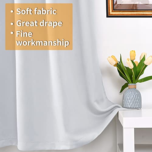 Image of YoungsTex Thermal 100% Blackout Curtains 63 Inch Length for Living Room, Grommet Insulated Black Out Drapes Energy Saving with Liner for Bedroom, Greyish White, 2 Panels, 42 X 63 Inch