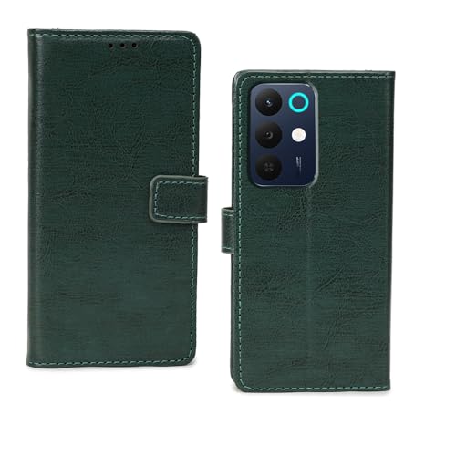 Image of amazon basics Realme 15X 5G Flip Cover | Card Pockets Wallet & Stand | Flip Cover for Realme 15X 5G (Green)