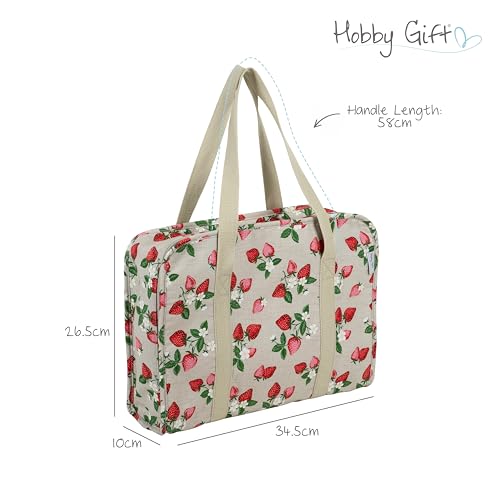 Image of Hobby Gift Project Case Sewing and Yarn Storage Bag with Internal Pockets Handles and Organiser Inserts for Knitting Crochet Craft Classes and Travel