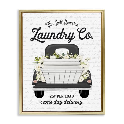 Floral Laundry Truck Service Bouquet, 16 x 20 Inch Canvas in Floater Frame