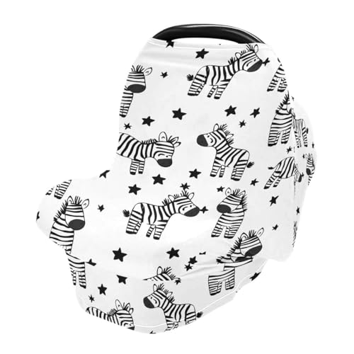 Baby Car Seat Canopy Covers Nursing Cover Stretchy Boys Girls Zebra Cartoon Carrier Cover Breastfeeding Cover Breathable