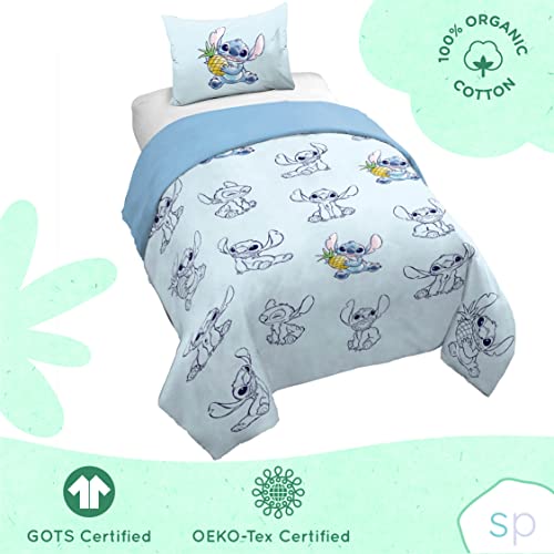 Saturday Park Disney Lilo & Stitch Watercolor Vibes Twin Duvet Cover & Sham Set - 2 Piece 100% Organic Cotton Duvet Set - Gots & Oeko-Tex Certified (Disney Official) #TOP3