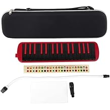 32 Key Melodica Instrument Keyboard,F32S Melodica Instrument With Storage Bag Blowpipe Mouthpiece for music Beginner Air Piano Keyboard Red
